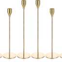 6 PCS Gold Taper Candle Holders Candlestick Holders Vintage Tall Candle Stick Holder Decorative Metal Centerpiece for Table Wedding Dinning Party Anniversary Home Decor