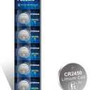 PGSONIC CR2450 3V Lithium Battery (5pcs) (5 Count (Pack of 1))