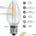 50 Pack C7 LED Night Light Bulbs, C7 LED Replacement Light Bulb for Christmas String Light, 0.6 Watt Equivalent to 7 Watt, Warm White 2200K, E12 Candelabra Base Clear Plastic LED Bulbs