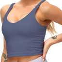 Dragon Fit Sports Bra for Women Longline Padded Bra Yoga Crop Tank Tops Fitness Workout Running Top (Large, Ink Blue)