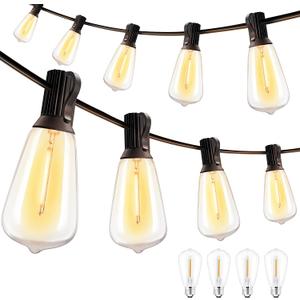 Ollny Outdoor String Lights 205FT, Shatterproof Connectable Patio Lights with 80 ST38 Vintage Edison LED Bulbs, 2200K Warm White Waterproof Outside Lights for for Backyard Porch Balcony Camping Bistro