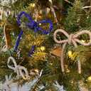 Christmas Bow Ornaments 2025, 3Pcs Silver Bow Christmas Tree Ornament, Xmas Hanging Ornaments Decoration Gift for Women Family Made with Rhinestones