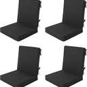 Outdoor Chair Cushions Set of 4, 18 x 16.5 Inch, Black, 18" x 16.5" 4 Pack