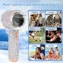 Portable Handheld Turbo Fan - Fashion Full Diamond 1800mAh USB Rechargeable Personal Battery Operated Mini Small Pocket Mini Fan for Travel/Outdoor/Vacation/Beach/Outdoor Activities (Gold)