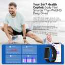 Smart Bracelet, Wearable Activity & Fitness Tracker Band, 24H Sleep Tracker, All-Day Continuous Heart Rate Blood Pressure Stress HRV Monitor, 173 Sport Modes Smart Wristband with Free APP Black