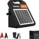 10 Miles Solar Electric Fence Charger with Day/Night Mode, 0.11J Portable Solar Fence Charger with Rechargeable Solar Panel for 24-Hour Uninterrupted Protection Electric Fence Energizer (MINI160-Rear switch)