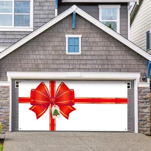 Oudain Christmas Holiday Garage Door Banner Cover Christmas Background Wall Decoration Bowknot New Year Banner Large Door Cover Big Gift Box Bow Photo Backdrop for Indoor Outdoor