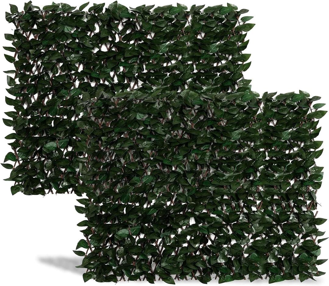 DOEWORKS Expandable Fence Privacy Screen for Balcony Patio Outdoor, 2PCS Faux Ivy Fencing Panel for Backdrop Garden Backyard Home Decorations