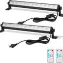 2 Pack 24W LED Shop Lights with Remote  5400 lm 6000 K Daylight, 6.5 ft Plug-in Cord with Inline Switch, 180 Tilt, Graphene Cooled  Linkable Garage, Workshop, Warehouse, Yard Lighting