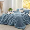 Bedsure Super King Plus Comforter Set, Dusty Blue Soft Prewashed Bedding for All Seasons, 3 Pieces GentleSoft Bed Set, 1 Lightweight Comforter (128"x120") and 2 Pillowcases (20"x36")
