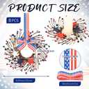 6 PCS Small Patriotic Wreath Mini 4th of July Wreaths for Kitchen Cabinets Farmhouse Artificial Red White Blue Stars Memorial Day Windows Wreaths for Independence Day Porch Wall Decor