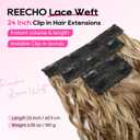 REECHO Curly Clip in Hair Extensions, 4PCS 24 inch Long Hair Extensions Clip ins Lace Weft Natural Hairpieces for Women Daily, Light Brown with Blonde Highlights
