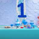 Unittype 6 Pcs Fish Net Decorative and Tablecloth Set, Cotton Fishnet and Plastic Table Cover Decorations Set for Nautical Themed Party Baby Shower Pirate Decorations Mermaid Party(Turquoise)