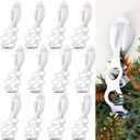 12 Pack Christmas Garland Hanger for Mantle Christmas Garland Hooks Wreath Ties Fireplace Stocking Holder Reusable Silicone Adhesive Straps for Fireplace Staircase Front Door (White)