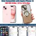 Misscase for iPhone 13 Magnetic Glitter Case Compatible with MagSafe,Full Protection Slim Shockproof Anti-Scratch Case with Camera Lens Protector Logo View Dust-Proof Net for Women Gold