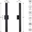 Aluminum 32 Inch Modern Wall Sconces Set of 2 LED 26W Black Sconce, 32 x 6.4 x 3.1 inches