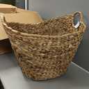Deco 79 Seagrass Handmade Decorative and Functional Storage Basket Large Woven Basket Organizer with Ring Handles, Basket for Storage 20" x 18" x 19", Brown