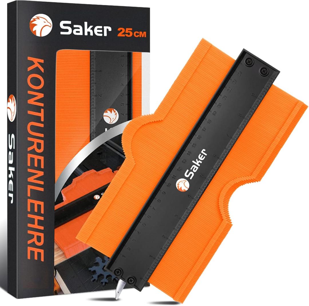 Saker Contour Gauge Contour Reproduction Gauge with Lock (Updated Version) - Precise Copy Irregular Shape Duplicator - Irregular Welding Woodworking Tracing 25 cm