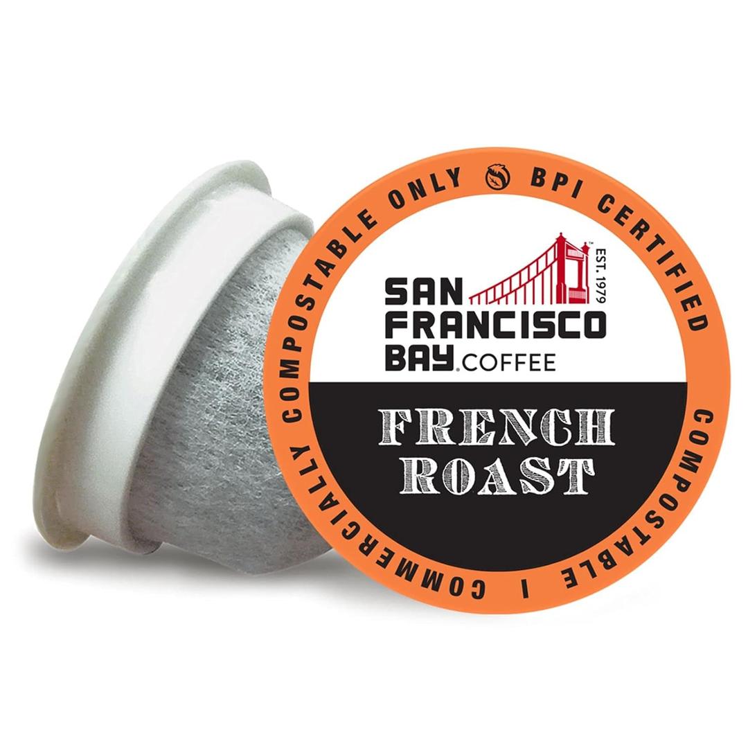 San Francisco Bay Compostable Coffee Pods - French Roast (120 Ct) K Cup Compatible including Keurig 2.0, Dark Roast, BBD: 10 Apr 26