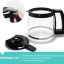 14-Cup Glass Replacement Coffee Carafe Compatible with Cuisinart Coffee Maker Models DCC-2200, DCC-2600, DCC-2800, DCC-3200, and DCC-3200P1, Coffee Pot Decanter Pitcher, Black Handle (EXP 07/07/26)