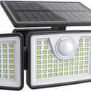 2500LM Solar Lights Outdoor with Motion Sensor,3 Head 270° Wide Angle Street Area Lights,IP65 Waterproof Security Lighting with 3 Modes(Remote,1 Pcs)