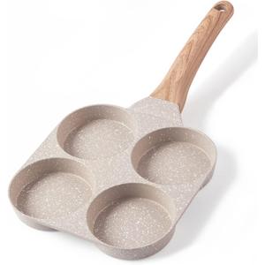 CAROTE Egg Pan Omelette Pan, 4-Cup Nonstick Granite Omelette Skillet - Pancake Pan and Healthy Egg Cooker Suitable for Gas Stove & Induction Cookware