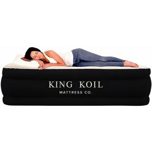 King Koil Air Mattress Queen with Built-in Pump, Inflatable Blow Up Bed 