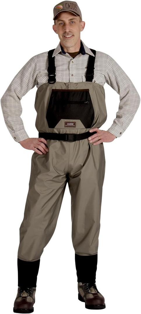 CADDIS Men's Taupe Affordable Breathable Stocking Foot Wader, Medium Short Stout