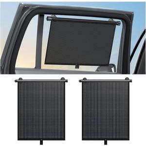 2PCS Car Side Window Sunshade, 15 x 17 Retractable UV Heat Glare Blocker Sun Shade Roller with Suction Cup, Automotive Window Shade Cover for Baby Kids, Universal for SUV Van Truck