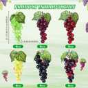 24 Pcs Artificial Grape Rubber Fake Grapes Bunches with Vines Leaves Faux Lifelike Fruits Ornament for Wedding Outdoor Decoration Garden Home, 6 Colors