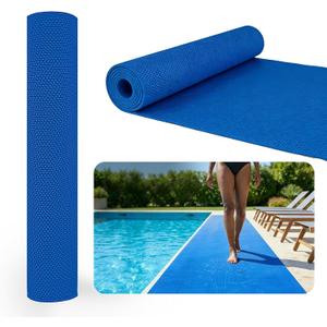 13Ft x 3Ft Ground Pool Drainage Mat 0.2 inch Thick Non Slip Swimming Pool Flooring Protector Mat Drainage, Rubber Flooring Roll for Pool Bathroom Garage Indoor Outdoor, 1'5" x 2'11"