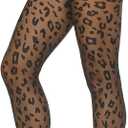 MANZI Patterned Tights Sheer Pantyhose for Women 20 Denier Stockings (One Size, Black Tights - Leopard)