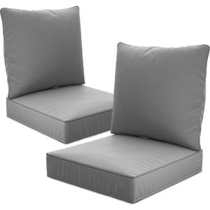 22" x 22" x 6" Outdoor Deep Seat Cushions Set - 2 Set Waterproof & Fade Resistant Patio Furniture Replacement Cushions, Non-Slip Outdoor Cushions Fit Loveseats, Couches, Chairs, and Sofas.