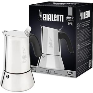 Bialetti  New Venus Induction, Stovetop Coffee Maker, Suitable for all Types of Hobs, Stainless Steel, 10 Cups (15.5 Oz), Silver