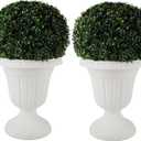 2 x Outdoor Planter 2-Pack - 16x18-Inch Urn Planters - Plastic Plant Pots for Indoor, Outdoor, or Front Porch Decor - Flower Pots by Pure Garden (White)