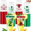 JOYIN 36 PCS Christmas Plastic Cups Disposable, 16 oz Christmas Red and Green Plastic Drinking Cups for Xmas Cold Drinking Beverage, Wine Glasses Holiday Tableware Winter Party Supplies