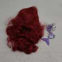 Red Mermaid Wig for Kids Girls Red Long Curly Wig Halloween Cosplay Wigs (Dark Red)