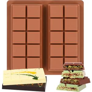 Fimary Dubai Chocolate Molds 1 Inch Deep, Silicone Chocolate Bar Mold – Non-Stick, Flexible, Large and Thick Homemade Chocolates, Candies, and Desserts