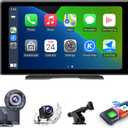 9" Car Stereo Apple Carplay Android Auto with 4K Dash Cam DVR,1080P Backup Camera, Portable Touchscreen GPS Navigation, Car Stereo Receiver with Mirror Link,Bluetooth, AirPlay,FM, Siri