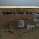 XXXL Extra Large Stainless Steel Litter Box with Lid, 28" L x 20.5" W x 17" H Covered Stainless Steel Litter Box, Suitable for Large Cats and Multiple Cats, Non-Sticky, Anti-Leakage, Easy to Clean