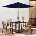 AreShark 7.5FT Patio Umbrella Table Market Umbrella with 6 Sturdy Ribs, Button Tilt/Crank Heavy-Duty Round Outdoor Umbrellas for Garden, Deck, Backyard,and Pool, Navy