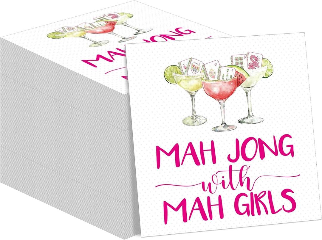 Gueevin 30 Pcs Mahjong Napkins Cocktail Paper 6.5 x 6.5 Inches Mahjong Party Supplies Gifts for Women Casual Gatherings Game Nights Birthday Party Dinner Home (Funny)