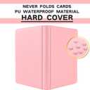 Top loader Binder, Holds 128+ Toploaders, 4 Pocket Top Loader Card Storage Case, Double-Sided Pockets for trading card in 3 x 4'' ToploadersPink