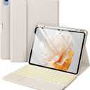 Harvopu Compatible with iPad Air 11 Inch & Air 5th/ Air 4th Generation Case with Keyboard - Multi-Touch Trackpad, 7-Color Backlit, Detachable Folio Keyboard Cover for Air 11-inch M4/M3/M2 (Starlight)