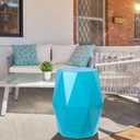 Vipush Outdoor Lace Cut Iron Side Table,Patio Garden Stool Coffee End Table Nightstand for Small Spaces,Living Room,Front Porch,Poolside (Lack Blue)