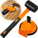 Floor Gap Fixer Tool with Rubber Mallet, Iron Body & Strong Suction Cup, Includes 5 Sticky Pads for Laminate, Vinyl, Wood & Tile Flooring Installation and Repair (Orange)