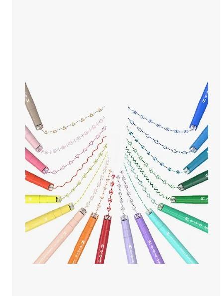 AECHY 18PCS Curve Highlighter Pen Set, Dual Tip Marker Pens with 18 Different Curve Shapes & 18 Colors Mark Lines, Aesthetic Curve Marker Highlighter for Journal Planner School Supplies