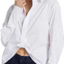 SUNNOW Women's Long Sleeve Shirt with Asymmetrical Hem Casual Loose Fit Blouse Stylish Irregular Hemline Tops for Women (White, XL)