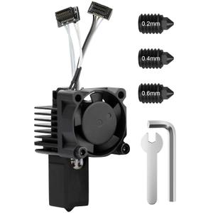 P1P P1S Hotend Kit with Fan for Bambu Lab P1 Series 3D Printer, Bambulab P1 Nozzle 0.2/0.4/0.6mm Assembly Hardened Steel with Fan, Thermistor, Ceramic Heater & Extruder Heating Block Replacement