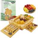 Dynamic Gear Charcuterie Board with Pull Out Drawers - Expandable Bamboo Cheese Board Set with Utensils, Bowls, Serving Trays, Utensil Drawer, and Appetizer Tray - Chic Charcuterie Boards with Drawers